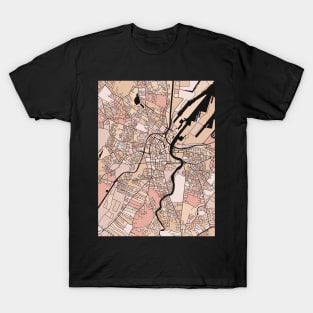 Belfast Map Pattern in Soft Pink Pastels T-Shirt